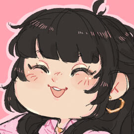 Profile picture of anime chibi version of saucywendeee that dark brown hair, along with gold heart earrings and necklace.